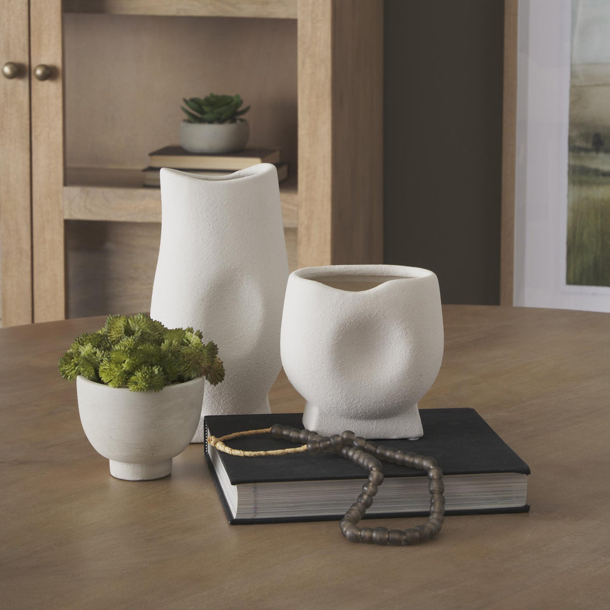 Mercana Darian Tall Textured Matte White Ceramic Vase