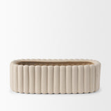Mercana Mira Wide Textured Blush Beige Fluted Ceramic Vase