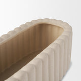 Mercana Mira Wide Textured Blush Beige Fluted Ceramic Vase