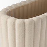 Mercana Mira Wide Textured Blush Beige Fluted Ceramic Vase