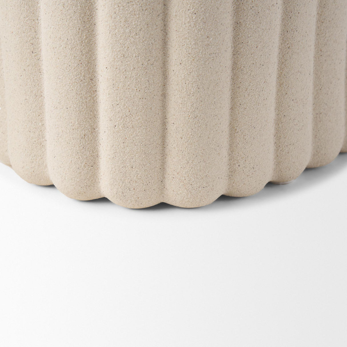 Mercana Mira Wide Textured Blush Beige Fluted Ceramic Vase