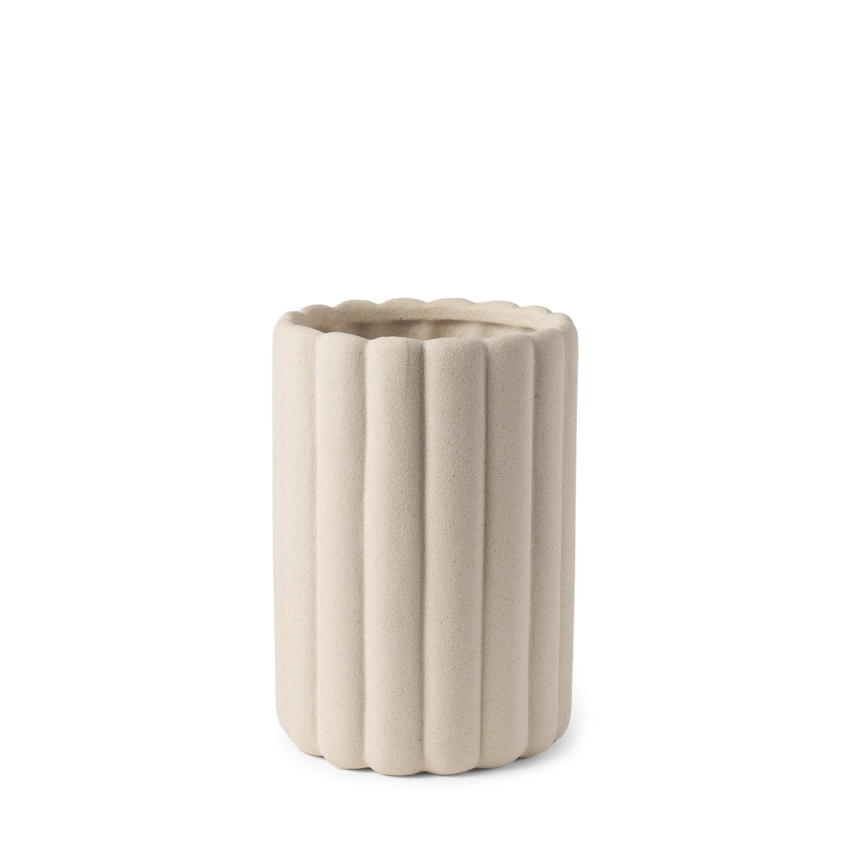 Mercana Mira Tall Textured Blush Beige Fluted Ceramic Vase