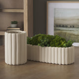 Mercana Mira Tall Textured Blush Beige Fluted Ceramic Vase
