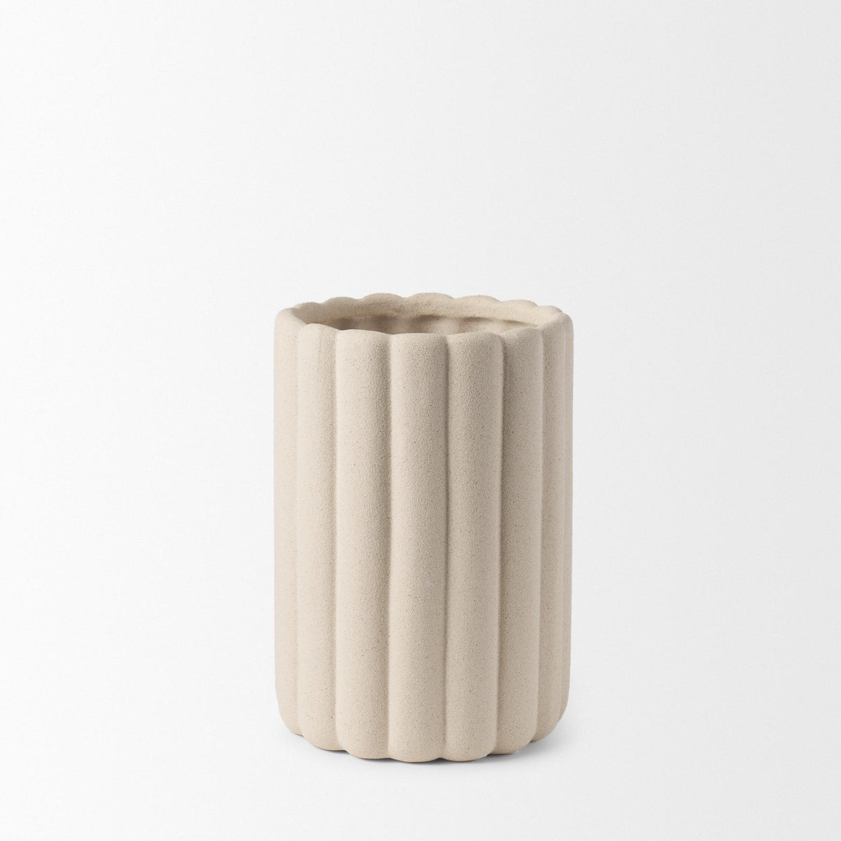 Mercana Mira Tall Textured Blush Beige Fluted Ceramic Vase