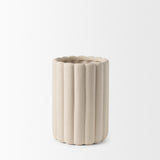 Mercana Mira Tall Textured Blush Beige Fluted Ceramic Vase
