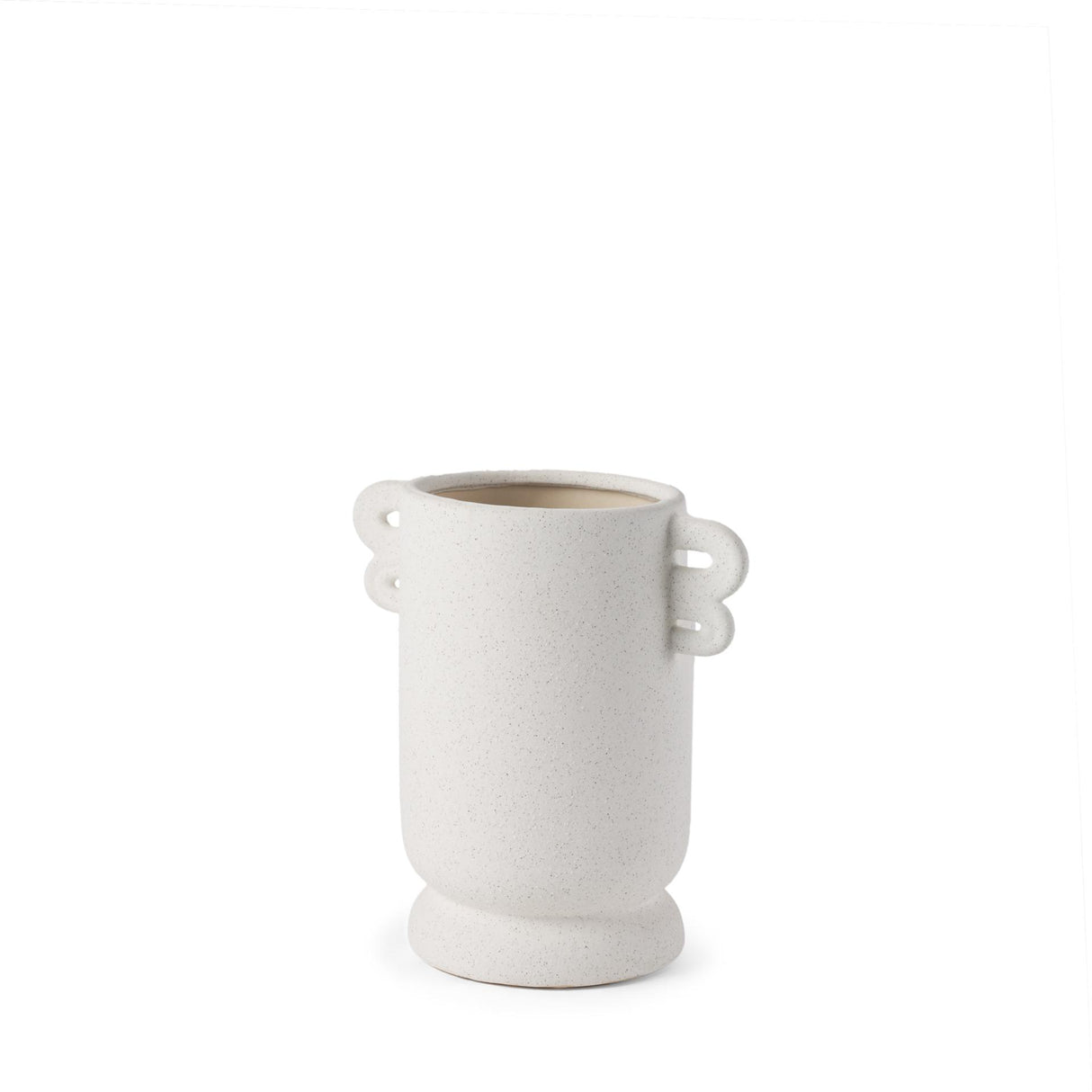 Mercana Dylan Small Textured Off White w/ Handles Ceramic Vase