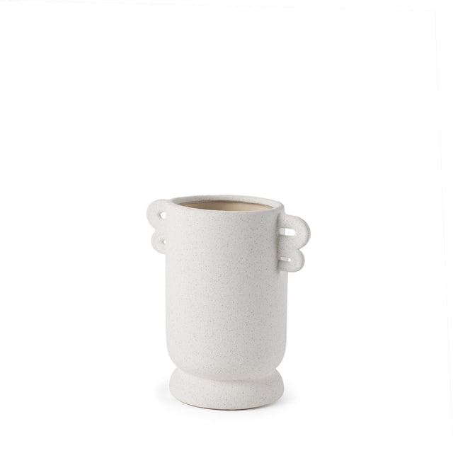 Mercana Dylan Small Textured Off White w/ Handles Ceramic Vase