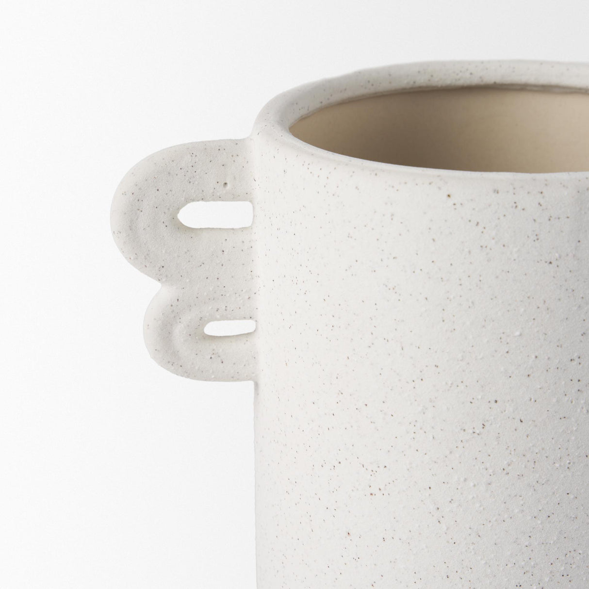 Mercana Dylan Small Textured Off White w/ Handles Ceramic Vase