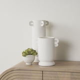 Mercana Dylan Small Textured Off White w/ Handles Ceramic Vase