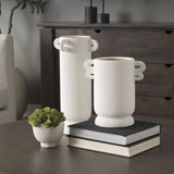 Mercana Dylan Small Textured Off White w/ Handles Ceramic Vase