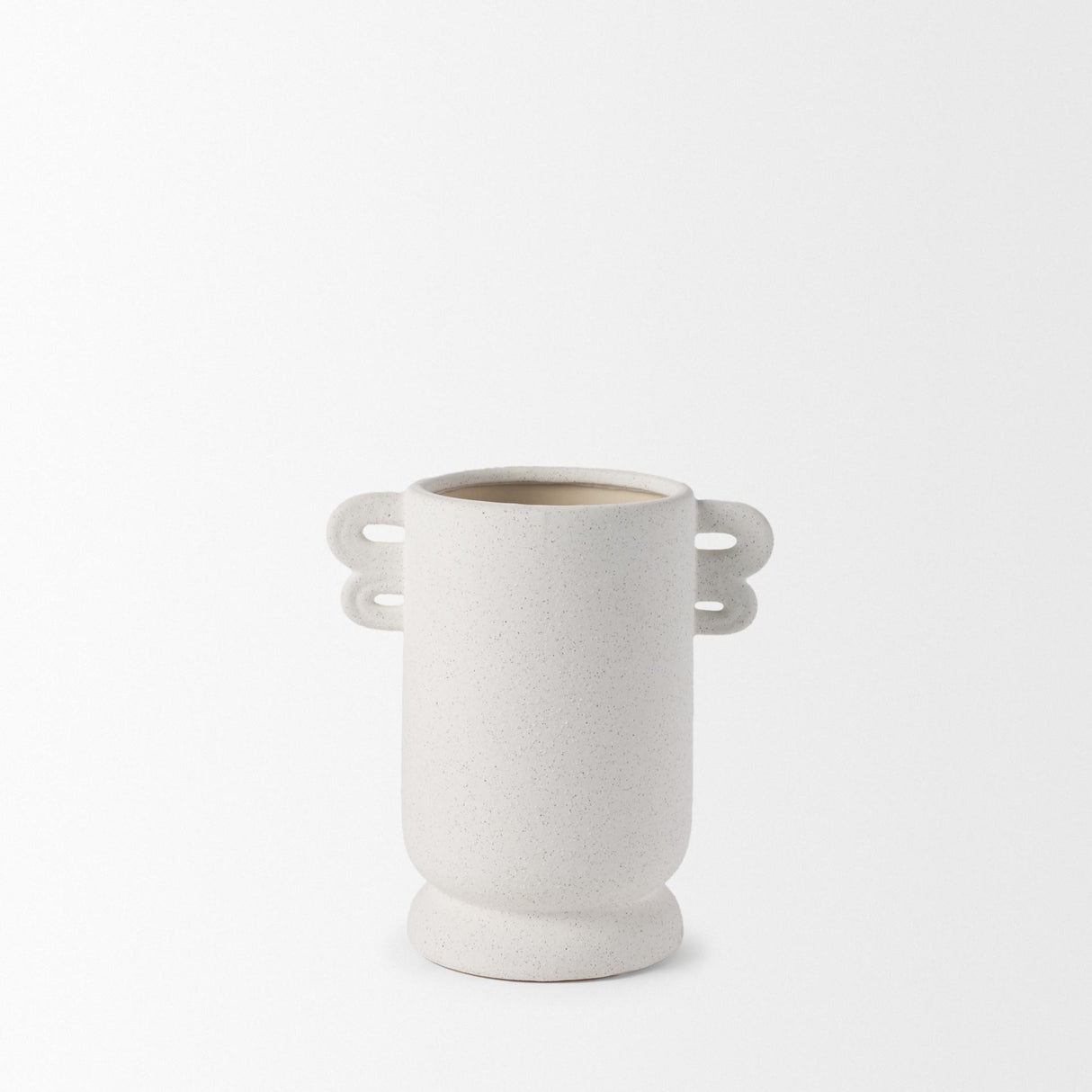 Mercana Dylan Small Textured Off White w/ Handles Ceramic Vase
