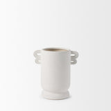 Mercana Dylan Small Textured Off White w/ Handles Ceramic Vase