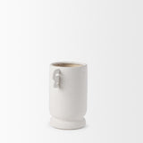 Mercana Dylan Small Textured Off White w/ Handles Ceramic Vase