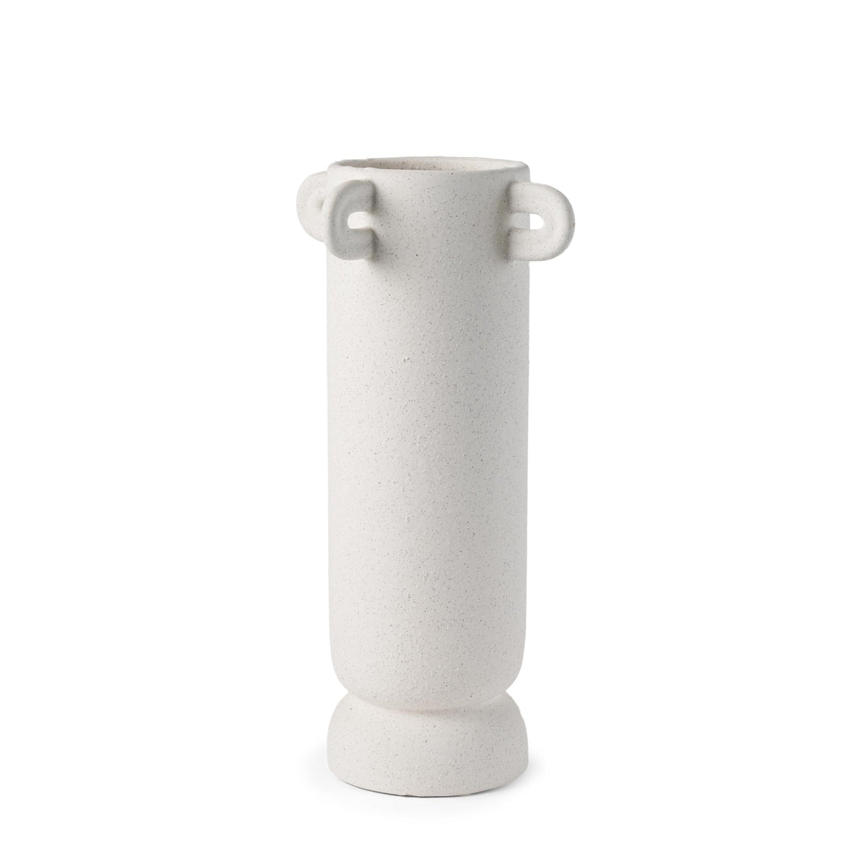 Mercana Dylan Tall Textured Off White w/ Handles Ceramic Vase