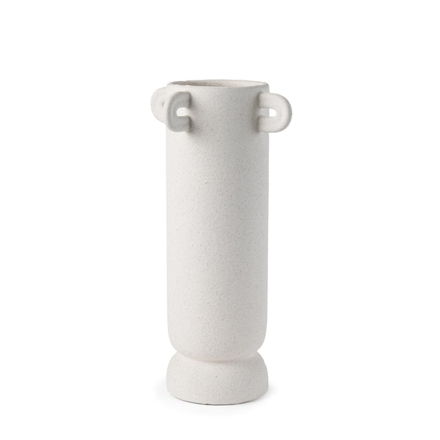 Mercana Dylan Tall Textured Off White w/ Handles Ceramic Vase