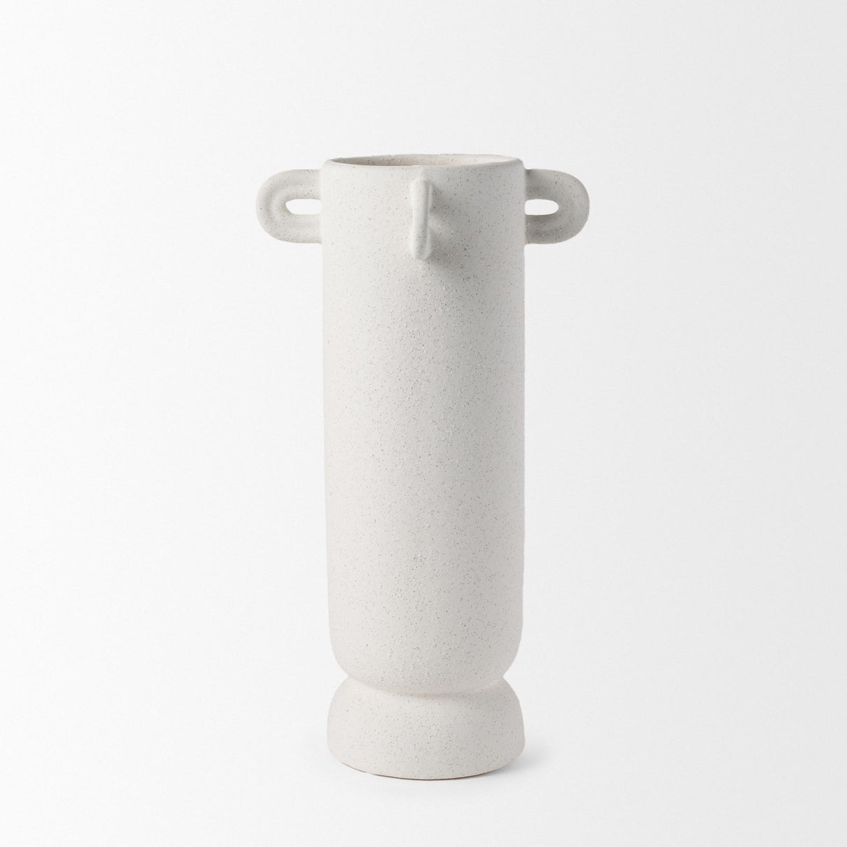 Mercana Dylan Tall Textured Off White w/ Handles Ceramic Vase