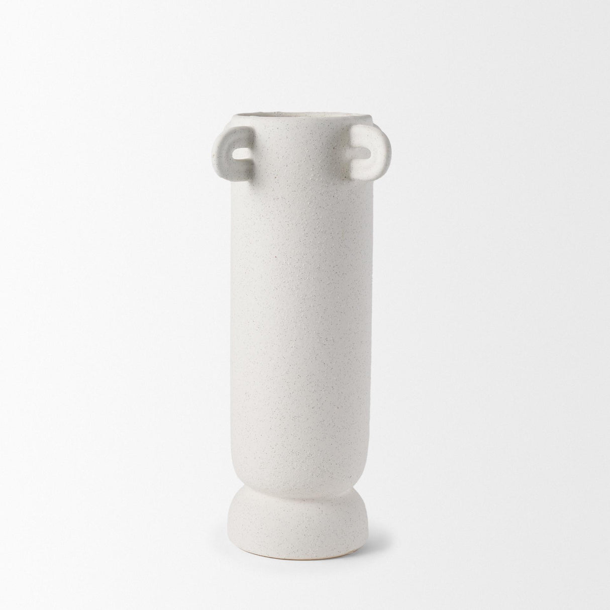 Mercana Dylan Tall Textured Off White w/ Handles Ceramic Vase
