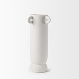 Mercana Dylan Tall Textured Off White w/ Handles Ceramic Vase