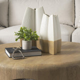 Mercana Vania Small Off White w/ Tan Textured Ceramic Vase
