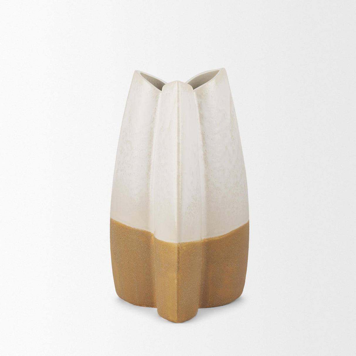 Mercana Vania Small Off White w/ Tan Textured Ceramic Vase
