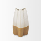 Mercana Vania Small Off White w/ Tan Textured Ceramic Vase
