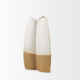 Mercana Vania Small Off White w/ Tan Textured Ceramic Vase