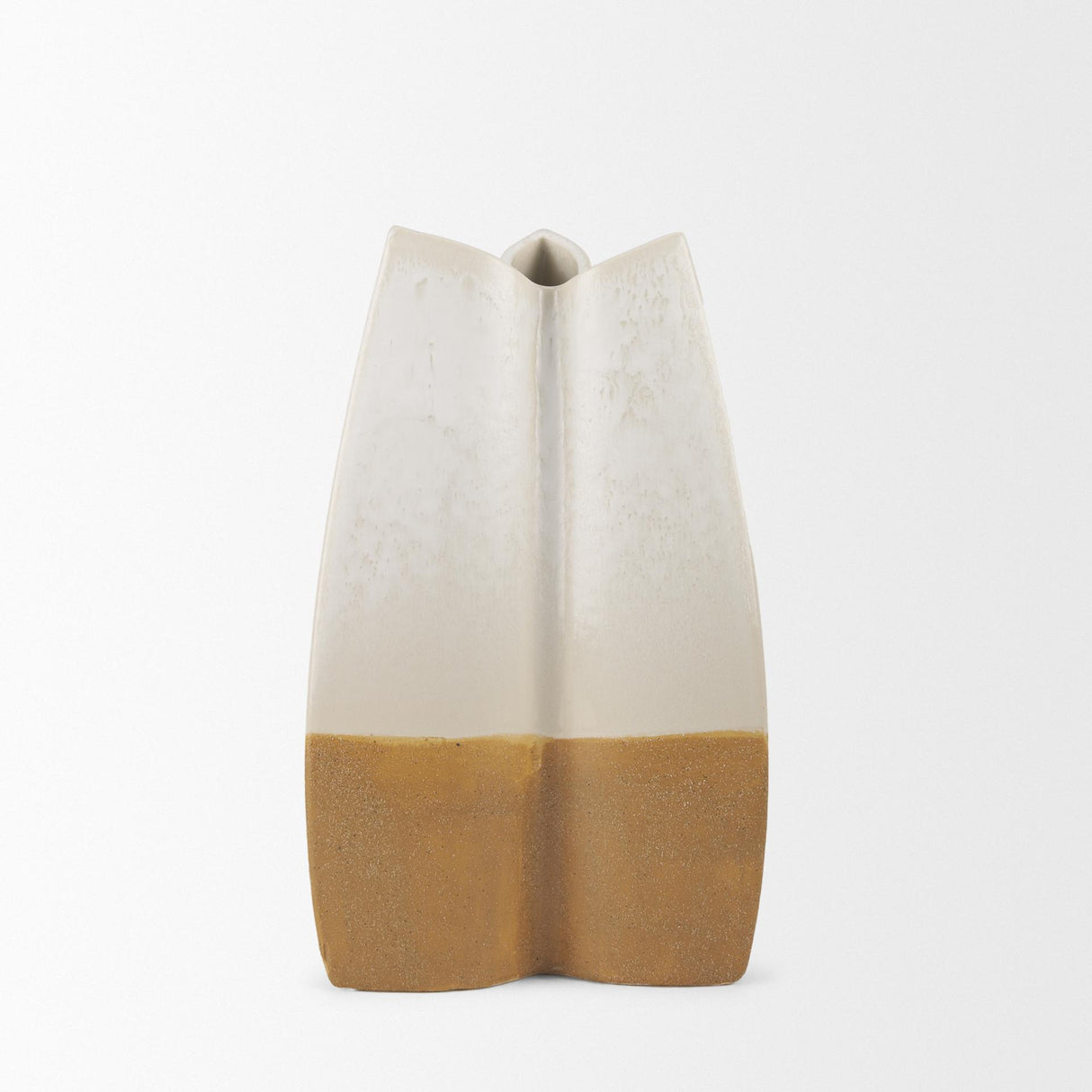 Mercana Vania Small Off White w/ Tan Textured Ceramic Vase