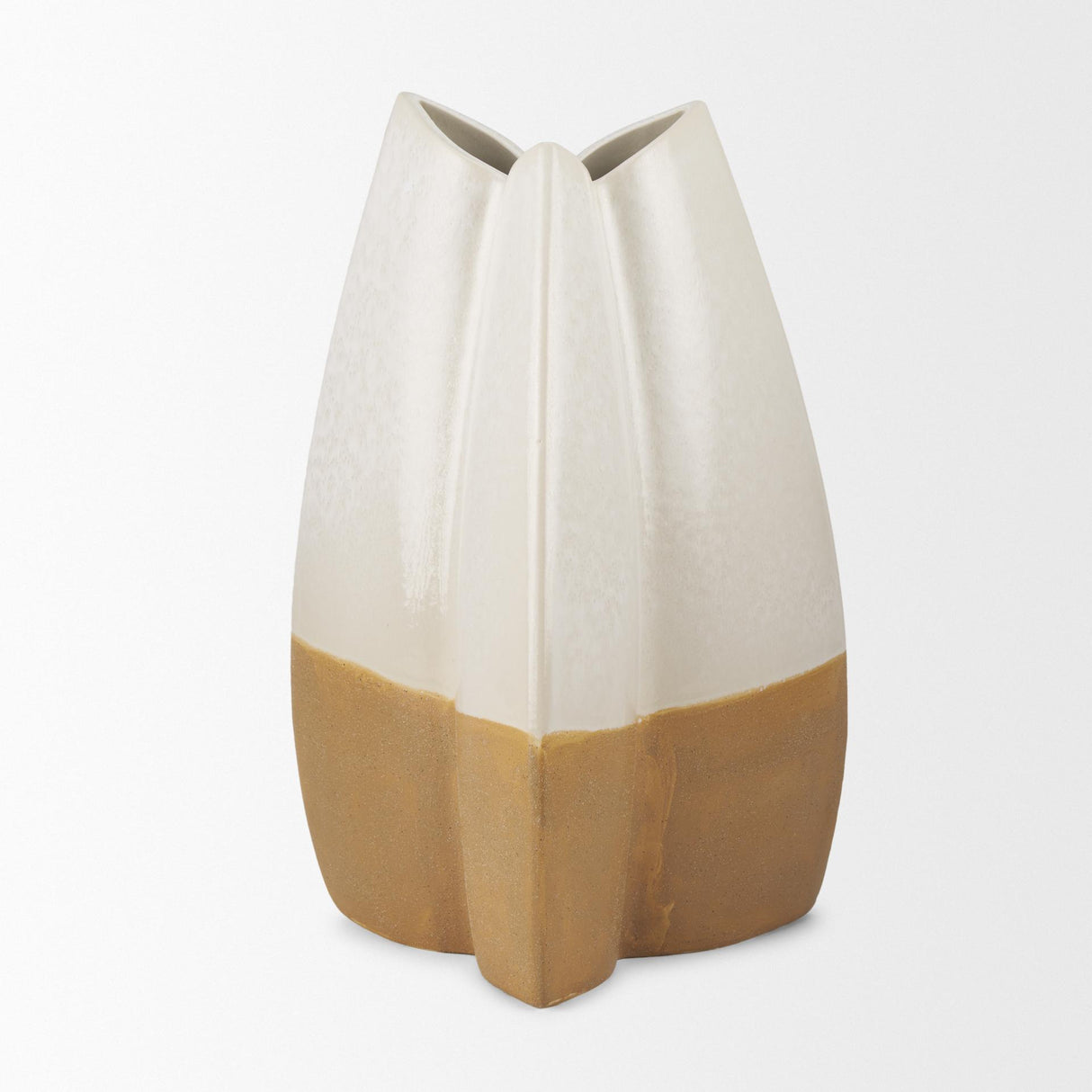 Mercana Vania Large Off White w/ Tan Textured Ceramic Vase