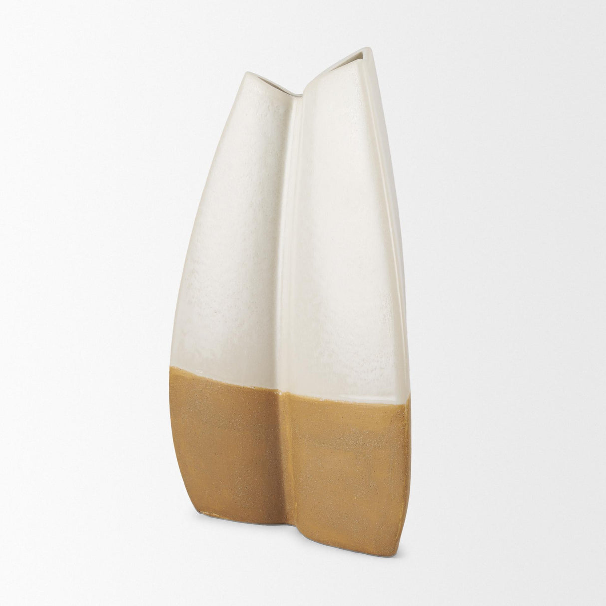 Mercana Vania Large Off White w/ Tan Textured Ceramic Vase