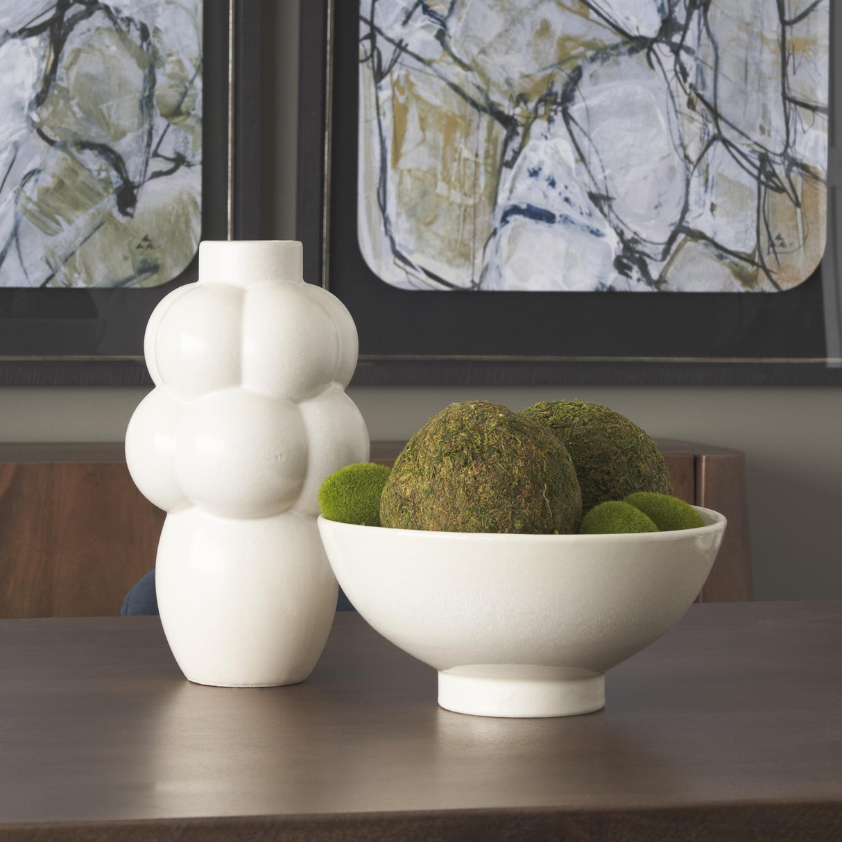 Mercana Ulvi Cream Glazed Bubble Ceramic Vase