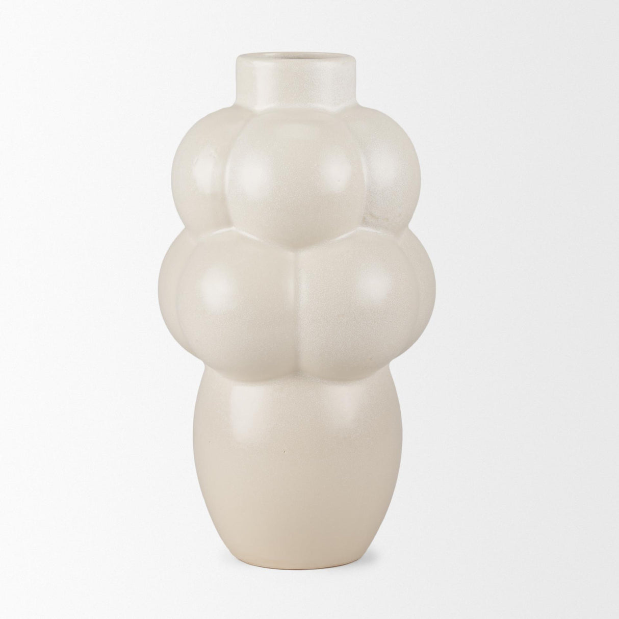Mercana Ulvi Cream Glazed Bubble Ceramic Vase