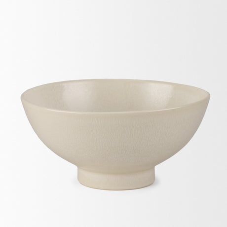 Mercana Tyren Cream Glazed Decorative Round Ceramic Bowl