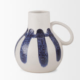 Mercana Truett White w/ Blue Stripes Ceramic Jug Vase