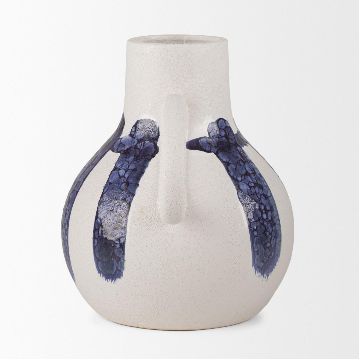 Mercana Truett White w/ Blue Stripes Ceramic Jug Vase