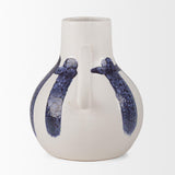 Mercana Truett White w/ Blue Stripes Ceramic Jug Vase