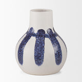 Mercana Truett White w/ Blue Stripes Ceramic Jug Vase