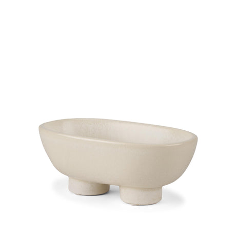 Mercana Tyren Cream Glazed Decorative Oblong Ceramic Bowl