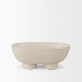 Mercana Tyren Cream Glazed Decorative Oblong Ceramic Bowl