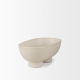 Mercana Tyren Cream Glazed Decorative Oblong Ceramic Bowl