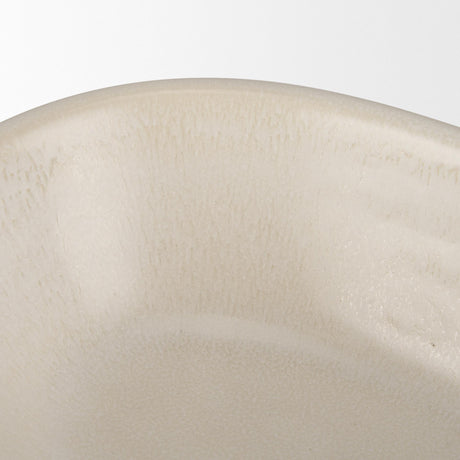Mercana Tyren Cream Glazed Decorative Oblong Ceramic Bowl