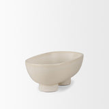 Mercana Tyren Cream Glazed Decorative Oblong Ceramic Bowl