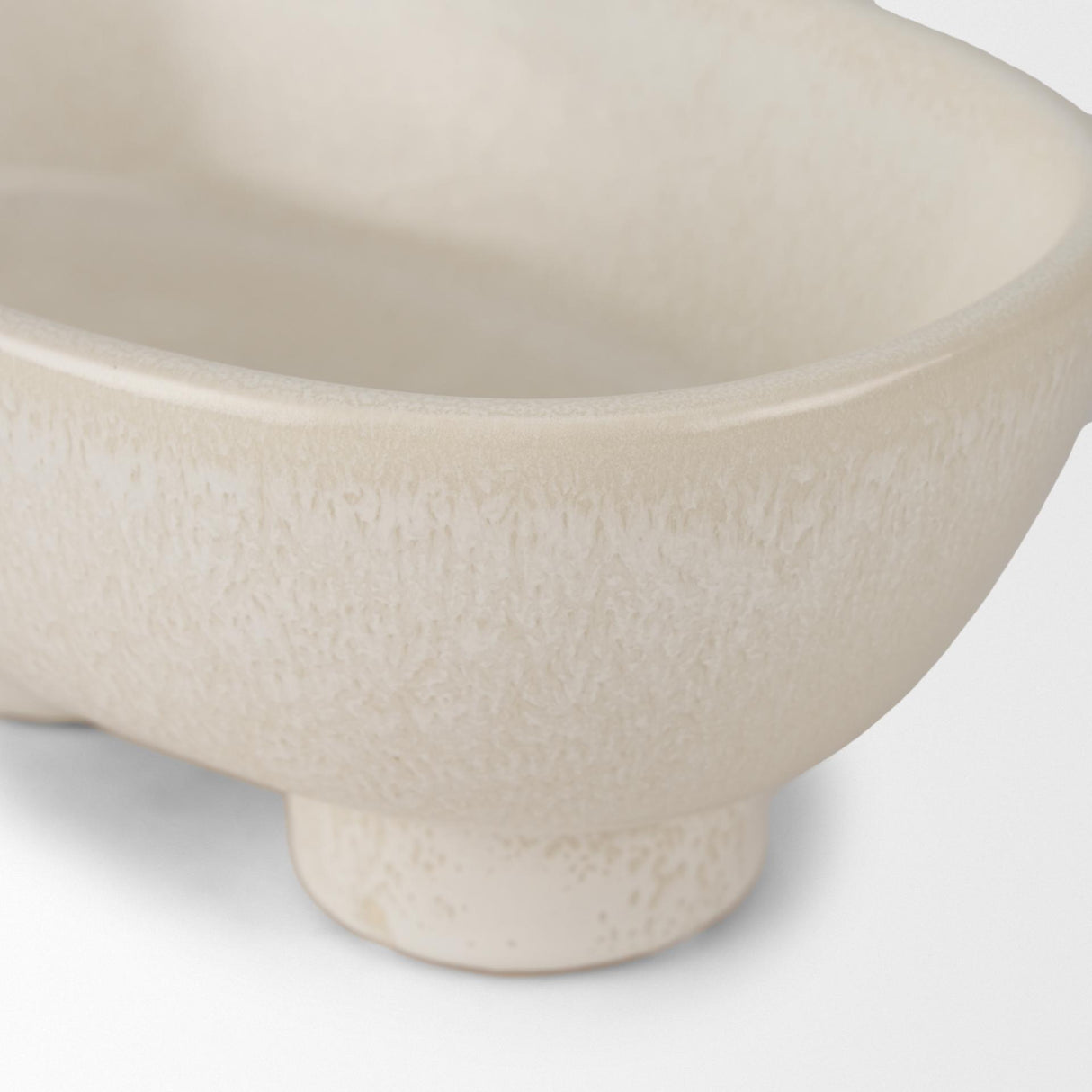 Mercana Tyren Cream Glazed Decorative Oblong Ceramic Bowl