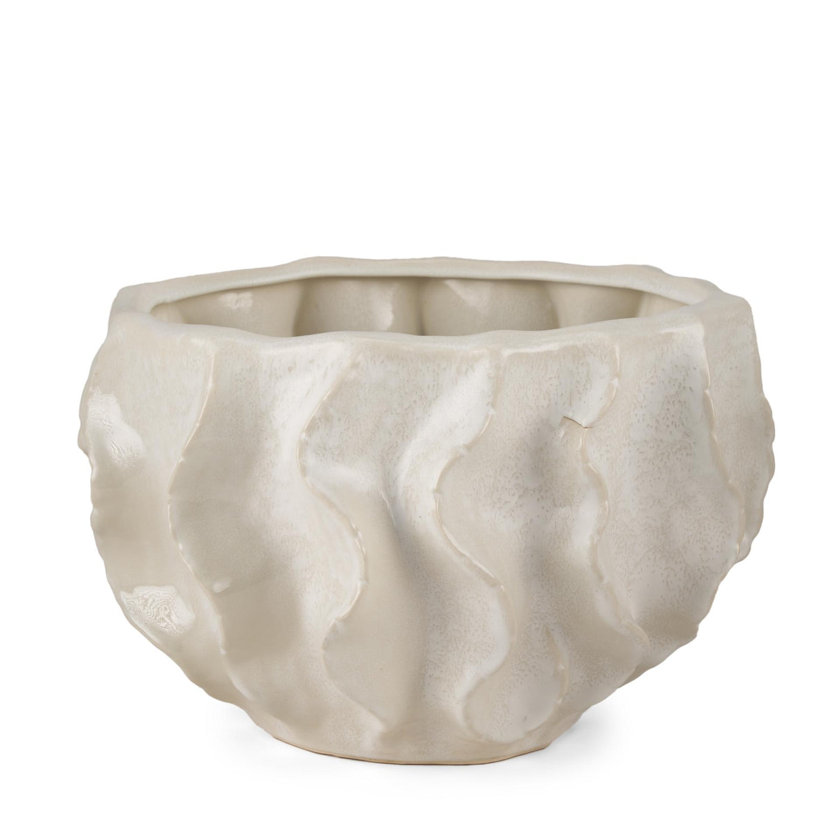 Mercana Vahn Sculptural Cream Glazed Decorative Ceramic Bowl