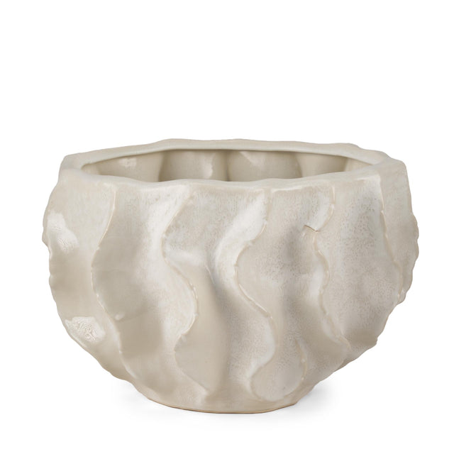 Mercana Vahn Sculptural Cream Glazed Decorative Ceramic Bowl