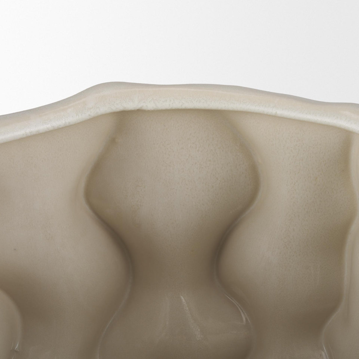 Mercana Vahn Sculptural Cream Glazed Decorative Ceramic Bowl