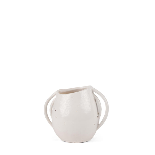 Mercana Urvi Short Off White Speckled Asymmetrical Ceramic Vase