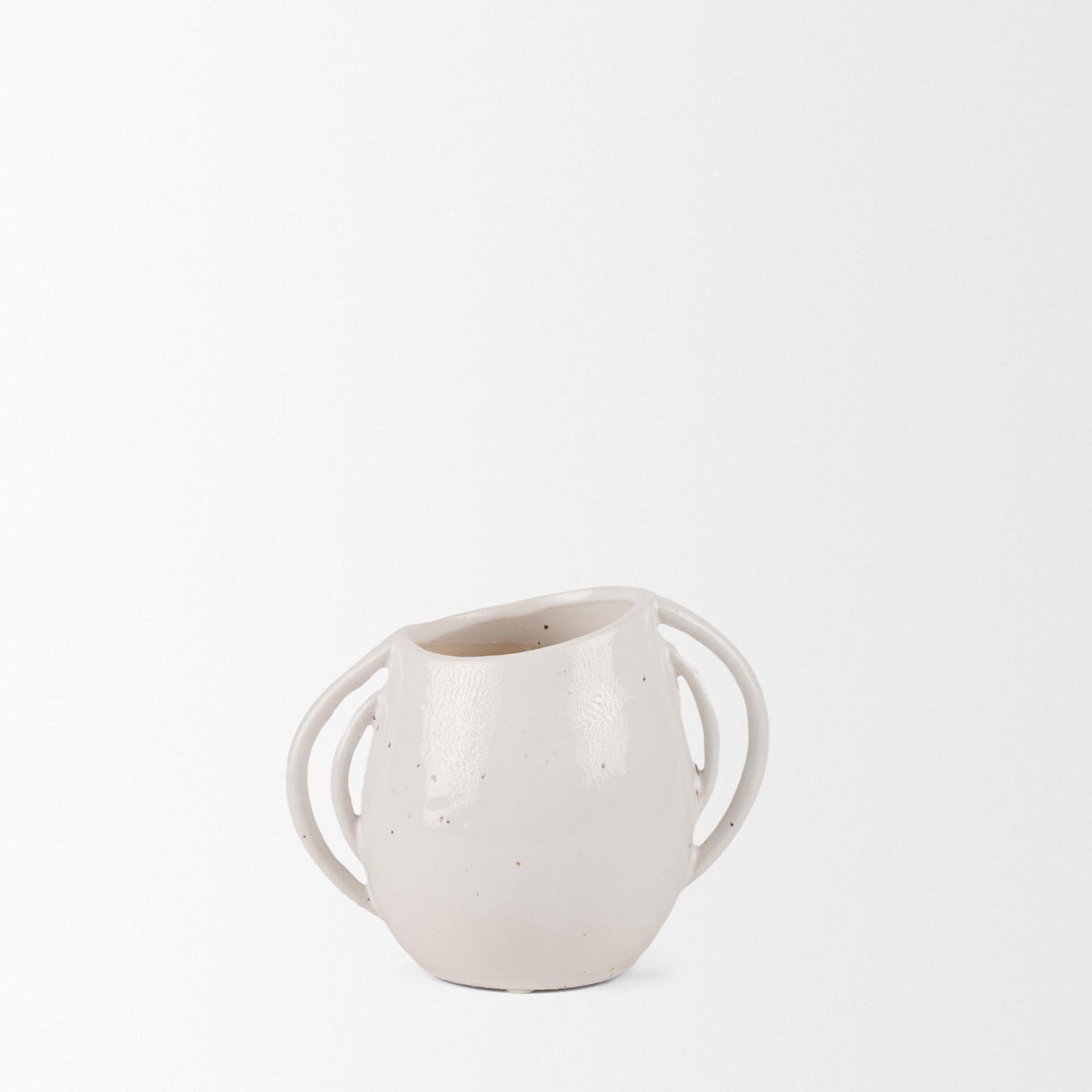 Mercana Urvi Short Off White Speckled Asymmetrical Ceramic Vase
