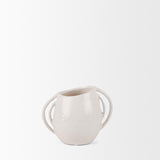 Mercana Urvi Short Off White Speckled Asymmetrical Ceramic Vase