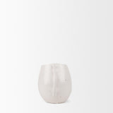Mercana Urvi Short Off White Speckled Asymmetrical Ceramic Vase