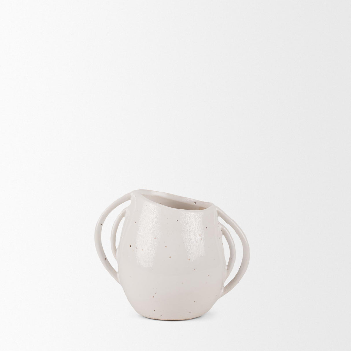 Mercana Urvi Short Off White Speckled Asymmetrical Ceramic Vase